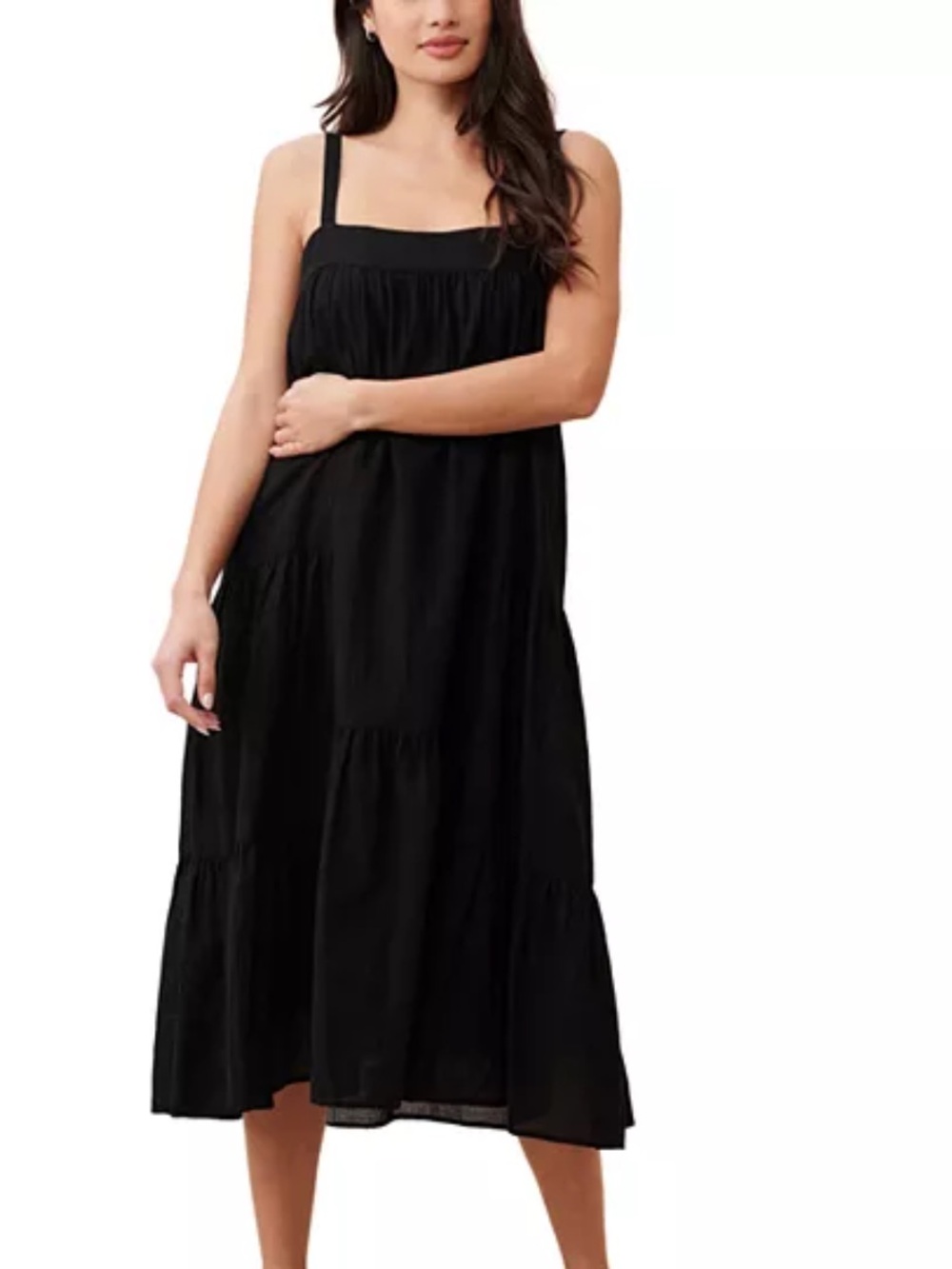 Black Tiered Sundress with Square Neck